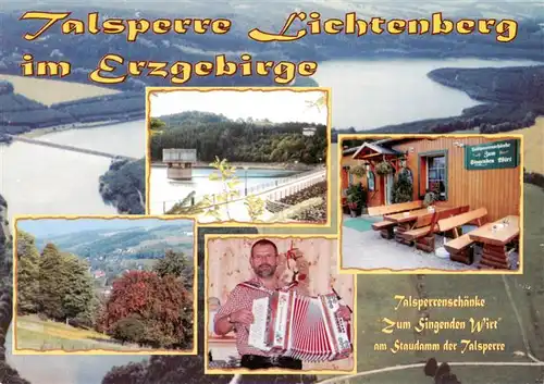 AK / Ansichtskarte 73881483 Lichtenberg_Erzgebirge Talsperrenschaenke Zum Singenden Wirt Panorama Terrasse 
