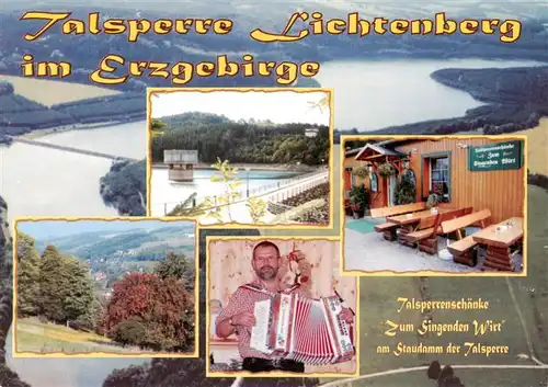 AK / Ansichtskarte  Lichtenberg_Erzgebirge Talsperrenschaenke Zum Singenden Wirt Panorama Terrasse 