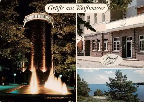 AK / Ansichtskarte 73881501 Weisswasser__Oberlausitz Wasserturm Prenzels Hotel Halbendorfer See 