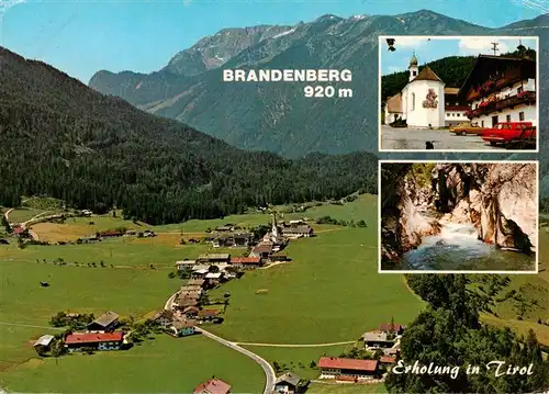 AK / Ansichtskarte 73881577 Brandenberg__Zillertal_Tirol_AT Fliegeraufnahme Kirche Schlucht 