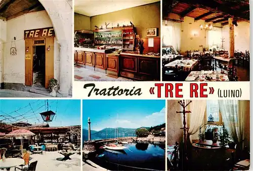 AK / Ansichtskarte  Luino_Lago Maggiore_IT Trattoria Tre Re Gastraeume Hafenpartie 