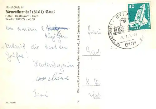 AK / Ansichtskarte  Ettal Hotel Diele im Benediktenhof Ettal