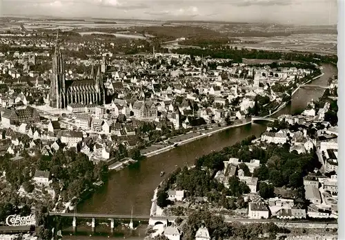 AK / Ansichtskarte  Ulm__Donau Fliegeraufnahme mit Ulmer Muenster 