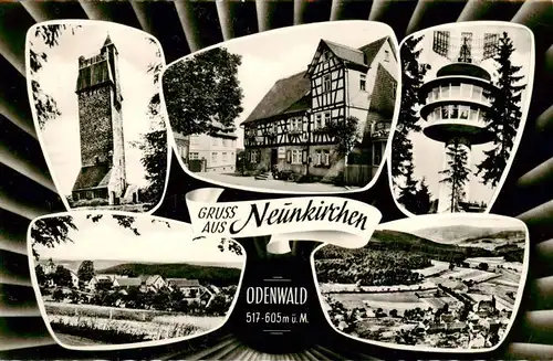 AK / Ansichtskarte 73881706 Neunkirchen_Odenwald Gasthaus Zur Neunkircher Hoehe Burg Turm Panorama Neunkirchen Odenwald