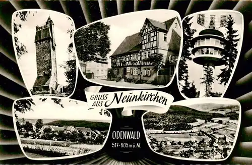 AK / Ansichtskarte  Neunkirchen_Odenwald Gasthaus Zur Neunkircher Hoehe Burg Turm Panorama Neunkirchen Odenwald