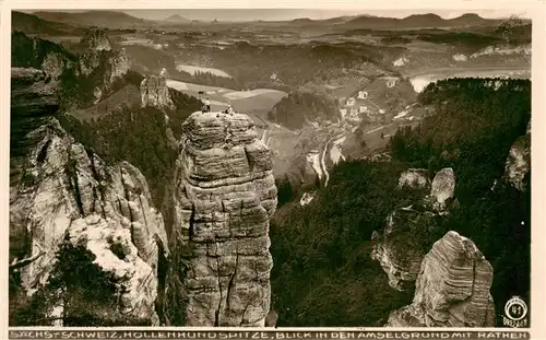 AK / Ansichtskarte  Rathen_Saechsische Schweiz Hoellengrundspitze mit Blick in den Amselgrund Rathen Saechsische Schweiz