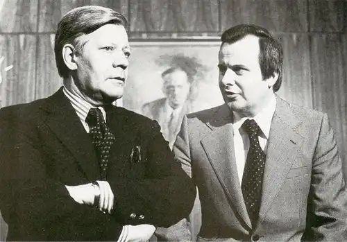 AK / Ansichtskarte  Wettenberg_Hessen Bundelkanzler Helmut Schmidt aD und MdB Klaus Daubertshaeuser im Gespraech Wettenberg Hessen