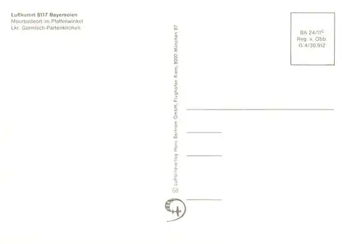 AK / Ansichtskarte  Bayersoien_Oberammergau Moorbadeort im Pfaffenwinkel Fliegeraufnahme Bayersoien Oberammergau