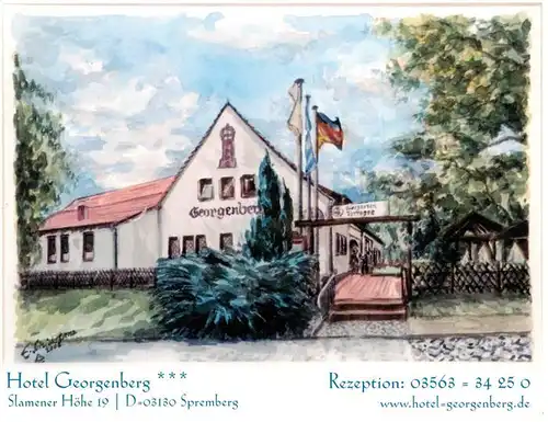 AK / Ansichtskarte 73881891 Spremberg_Niederlausitz Hotel Georgenberg Illustration Spremberg_Niederlausitz