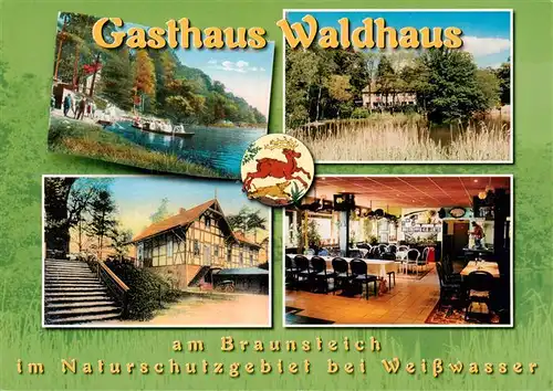 AK / Ansichtskarte  Weisswasser__Oberlausitz Gasthaus Waldhaus am Braunsteich Gastraum 