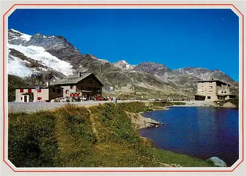 AK / Ansichtskarte  Bernina_GR Ospizio con il Lago della Crocetta e il Pizzo Cambrena Bernina_GR