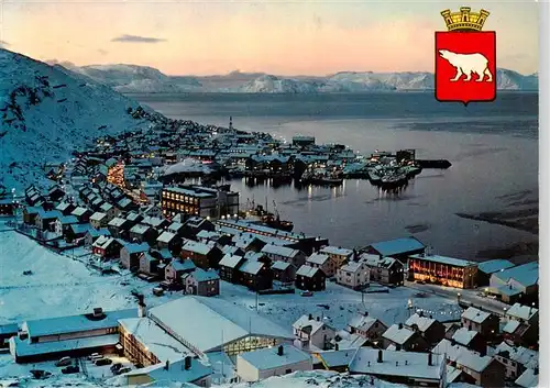 AK / Ansichtskarte 73882093 Hammerfest_Norge Winterpanorama Fliegeraufnahme 