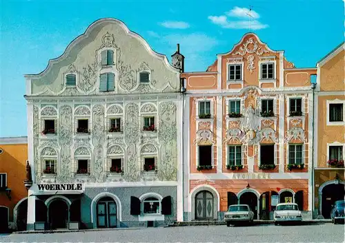 AK / Ansichtskarte  Obernberg__Inn_AT Rokoko im Innviertel Woerndlehaus und Apotheke auf dem Marktplatz 