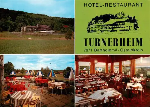 AK / Ansichtskarte 73882151 Bartholomae Hotel Restaurant Turnerheim Terrasse Gastraum Bartholomae