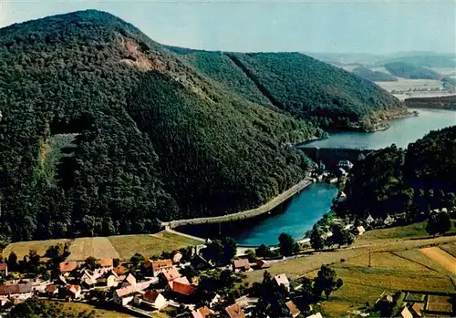 AK / Ansichtskarte  Heiminghausen Fliegeraufnahme mit Sperrmauer und Diemelsee  Heiminghausen