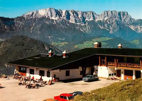 AK / Ansichtskarte 73882255 Berchtesgaden Berggaststaette Oberahornkaser mit Untersberg an der Rossfeldhoehen-Ringstrasse Berchtesgaden