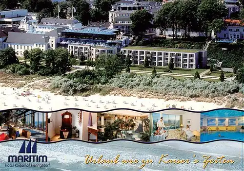 AK / Ansichtskarte 73882308 Heringsdorf__Ostseebad_Usedom Maritim Hotel Kaiserhof Strand Luftaufnahme 