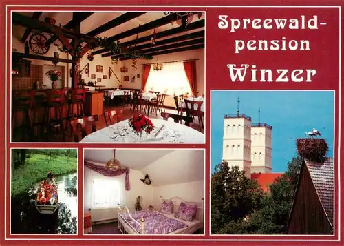 AK / Ansichtskarte  Straupitz Spreewaldpension Winzer Restaurant Fremdenzimmer Kahnfahrt Storchennest Straupitz