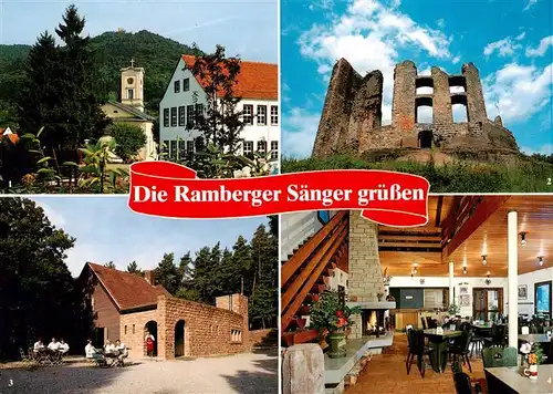 AK / Ansichtskarte 73882335 Ramberg__Pfalz Maennergesangverein Harmonie Kirche Schule Ramburg Schenke Gastraum 