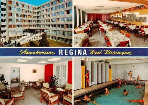 AK / Ansichtskarte 73882386 Bad_Kissingen Sanatorium Regina Speisesaal Aufenthaltsraum Hallenbad Bad_Kissingen