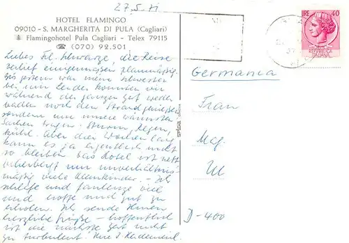 AK / Ansichtskarte 73882388 Santa_Margherita_di_Pula_Sardegna Hotel Flamingo Strand 