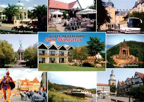 AK / Ansichtskarte  Friedrichswald_Rinteln Bad Pyrmont Hotel Restaurant Zum Pfingsttor Bueckeburg Hermanns Denkmal Hameln Weserschiff Porta Westfalica Rinteln Friedrichswald Rinteln