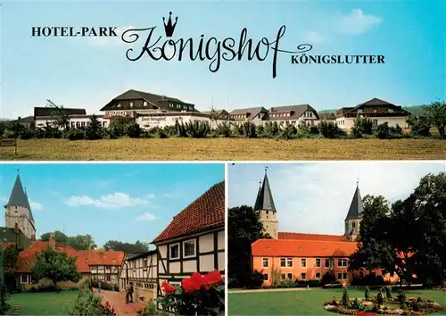 AK / Ansichtskarte  Koenigslutter_Elm Hotel Park Koenigshof Fachwerkhaeuser Kirche Koenigslutter Elm