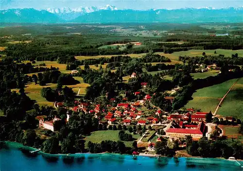 AK / Ansichtskarte  Bernried_Starnberger_See Fliegeraufnahme mit Zugspitzblick Bernried_Starnberger_See