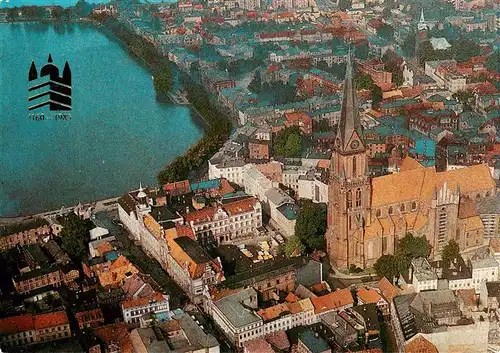 AK / Ansichtskarte  Schwerin__Mecklenburg Fliegeraufnahme mit Kirche 