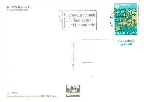 AK / Ansichtskarte  Glarus_GL Fliegeraufnahme mit Vorderglaernisch Glarus_GL