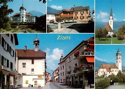 AK / Ansichtskarte  Zizers Schloss Hotel Kirchen Strassenpartie Zizers