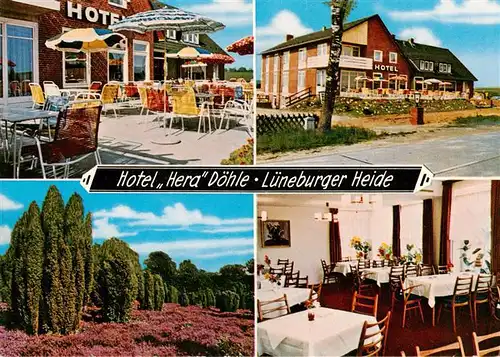 AK / Ansichtskarte 73882491 Doehle Hotel Restaurant Hera Gastraum Terrasse Lueneburger Heide Doehle