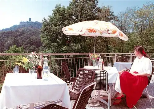 AK / Ansichtskarte  Eisenach Haus Hainstein Blick von der Terrasse zur Wartburg 