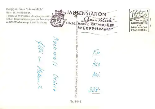 AK / Ansichtskarte 73882636 Werfenweng_AT Berggasthaus Gamsblick Jausenstation 