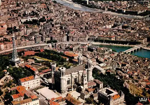 AK / Ansichtskarte  Lyon_69_Rhone Notre Dame de Fourviere La Tour de la Television La Saone le Rhone Vue aerienne 