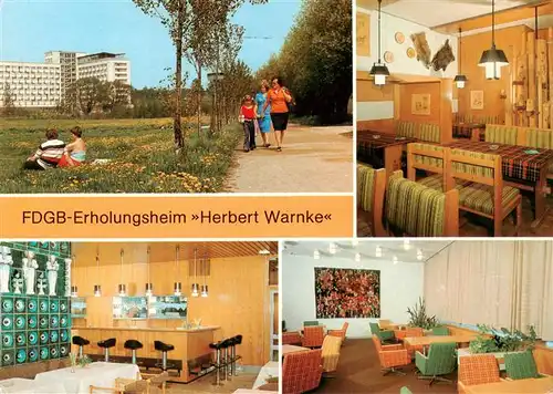 AK / Ansichtskarte  Klink_Waren FDGB Erholungsheim Herbert Warnke Heimblick Jaegerzimmer Dachcafe Klubraum Klink Waren