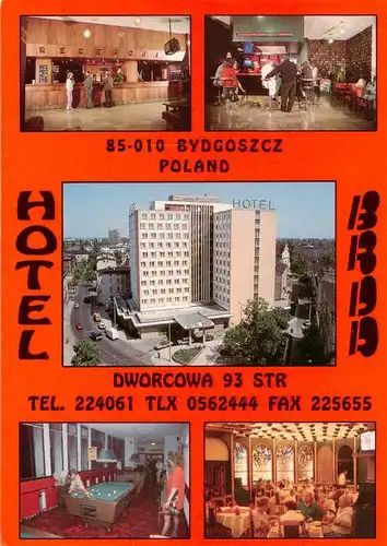 AK / Ansichtskarte  Bydgoszcz_Bromberg_Westpreussen_PL Hotel BRDD Recepcja Drink bar Panorama holtelu Restauracja Sala bilardowa 