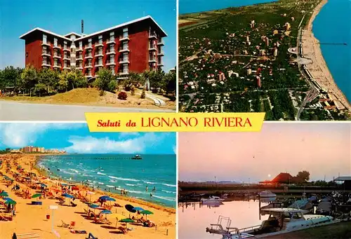 AK / Ansichtskarte 73882751 Lignano_Riviera_IT Hotel Meridianus panorama aereo della spiaggia 