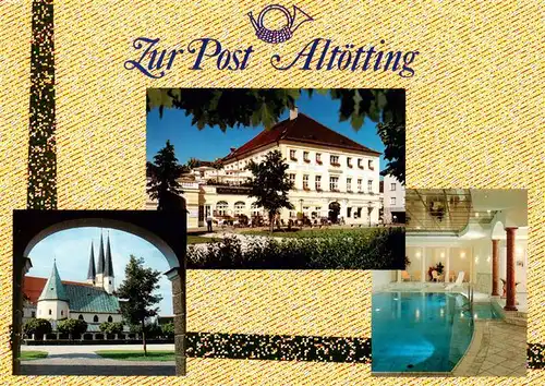 AK / Ansichtskarte  Altoetting Hotel Zur Post Kirche Hallenbad Altoetting