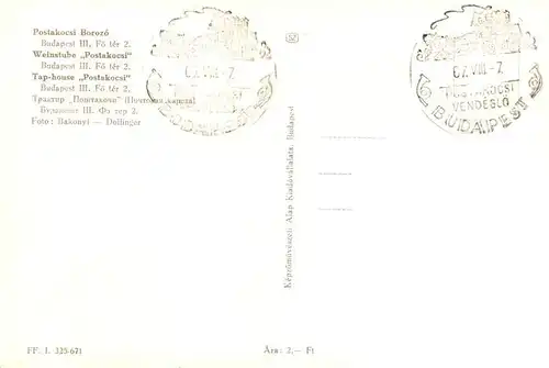 AK / Ansichtskarte  Budapest_HU Weinstube Postakocsi 