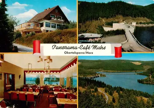 AK / Ansichtskarte  Schulenberg_Oberharz Cafe Muhs Gastraum Okertalsperre Panorama Schulenberg_Oberharz