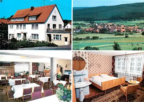 AK / Ansichtskarte  Oberweser_Hessen Hotel Pension Scheede Gastraum Zimmer Panorama Oberweser Hessen