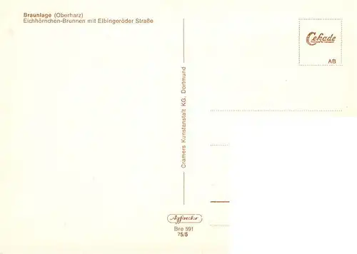 AK / Ansichtskarte  Braunlage Eichhoernchen Brunnen mit Elbingeroeder Strasse Braunlage