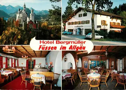 AK / Ansichtskarte  Fuessen_Allgaeu Schloss Neuschwanstein Hotel Bergmueller Gastraeume Fuessen Allgaeu