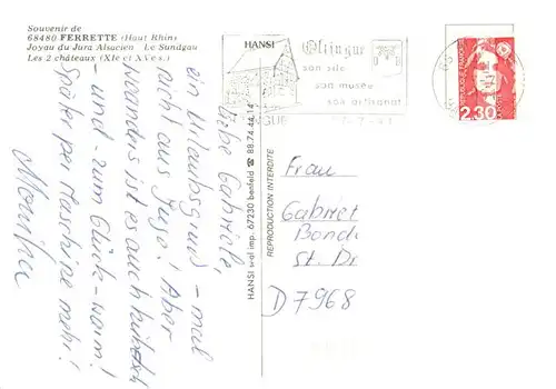 AK / Ansichtskarte  Ferrette_Haut-Rhin Vue aérienne Ferrette Haut-Rhin