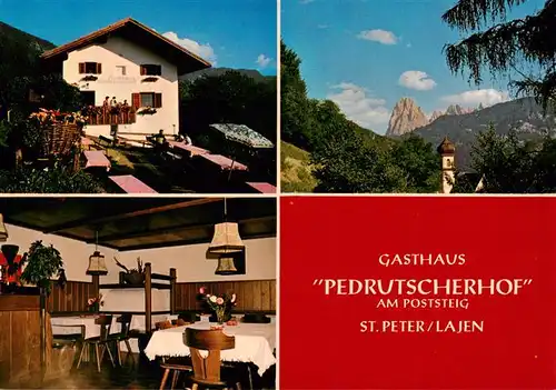 AK / Ansichtskarte  St_Peter_Lajen Gasthaus Pedrutscherhof Gastraum Kirche St_Peter_Lajen