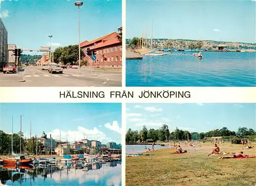 AK / Ansichtskarte  Joenkoeping_Sweden Teilansichten Yachthafen Strandpartie 