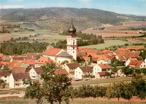 AK / Ansichtskarte  Langendorf_Unterfranken Gaststaette Pension Ernst Kirche Langendorf Unterfranken