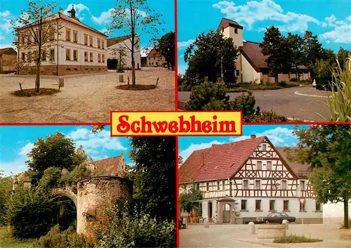 AK / Ansichtskarte 73883133 Schwebheim_Unterfranken Rathaus Kirche Burgruine Fachwerkhaus Schwebheim Unterfranken