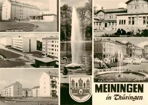 AK / Ansichtskarte  Meiningen_Thueringen Heinrich Heine Str Baumschulenweg Goethepark Bahnhof Platz der Republik Meiningen Thueringen